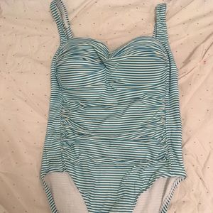 BLUE AND WHITE STRIPED ONE PIECE SWIMSUIT